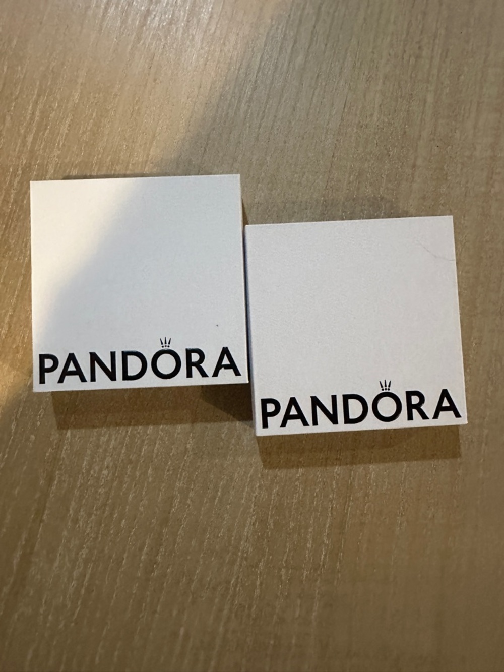 Pandora White Square Jewelry Boxes with Black Logo - Set of 2